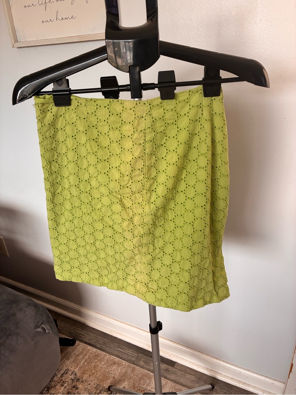 Willi Smith Lime Green Eyelet Mini Skirt